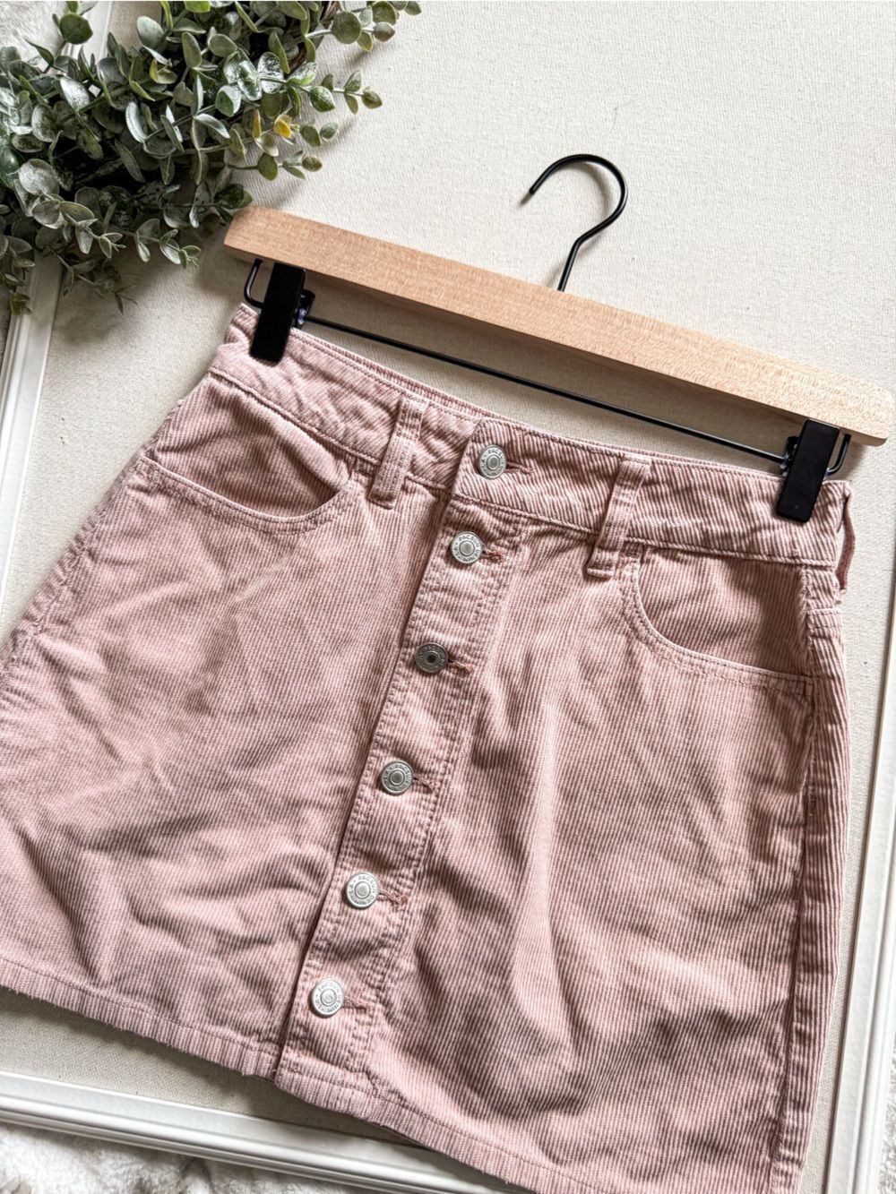 PacSun Corduroy Button Front Mini Skirt Pink Size 24 - Picture 5 of 5